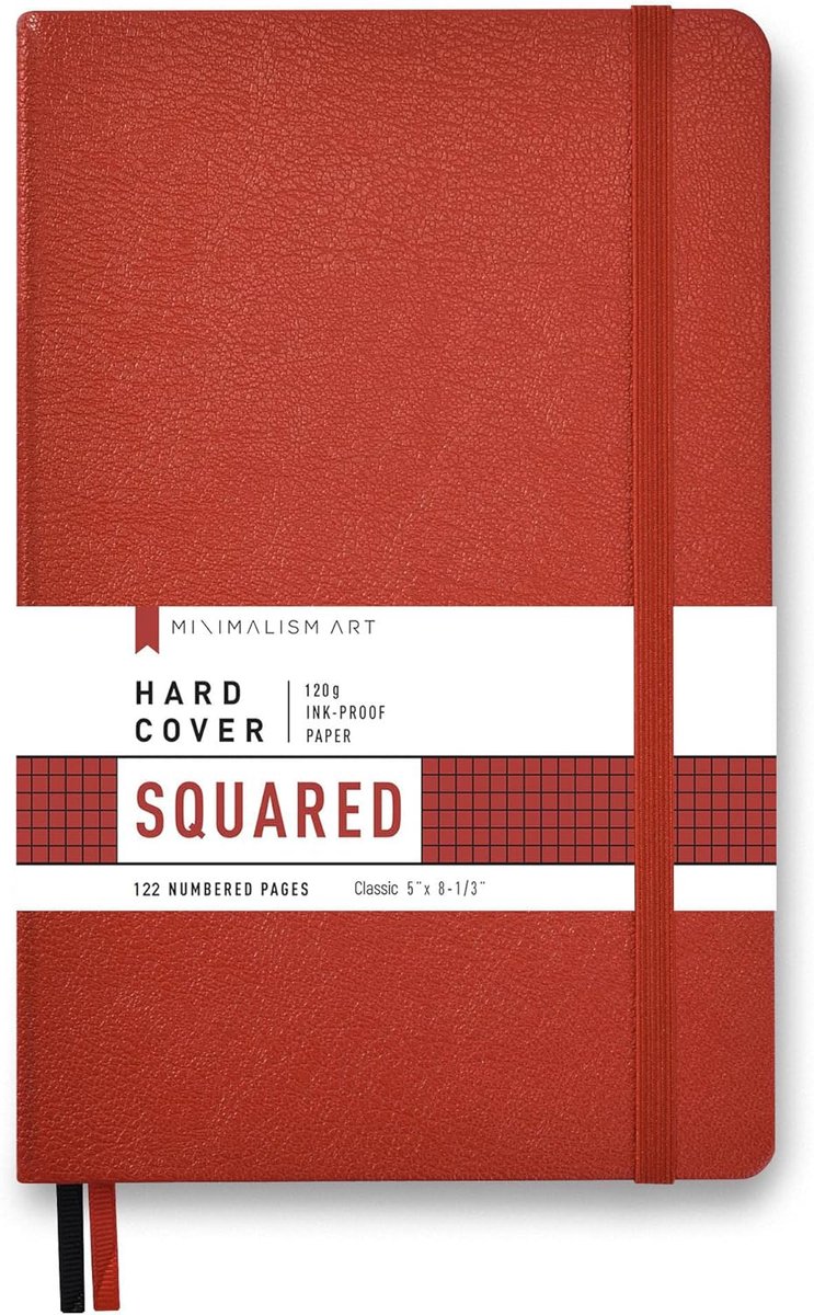 Minimalistisch Notitieboek - Hardcover Dagboek - Dagelijkse Notities Maken - 122 Genummerde Pagina's - 13 x 21 cm - Rood