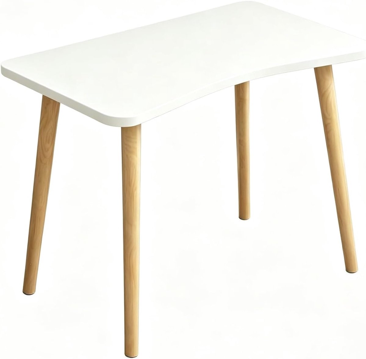 Computerbureau Hout - Schrijftafel Studie - Thuiswerken Studeren - Ergonomisch Gebogen Rand - 60x40x73cm - Wit