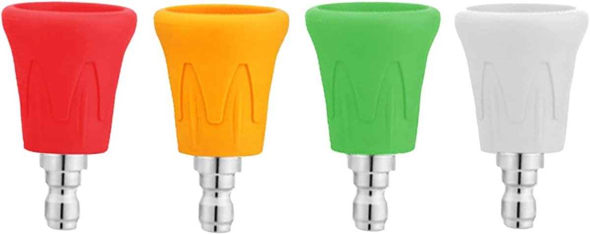 Hogedruk Mondstukken - Reinigingsopzetstukken - Auto Reinigen - Roestvrij Staal - 4 Delig - Multicolor