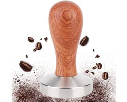 Koffiestamper - Espresso stamper - Koffie bereiden - Ergonomisch handvat - 58 mm - Houtkleur