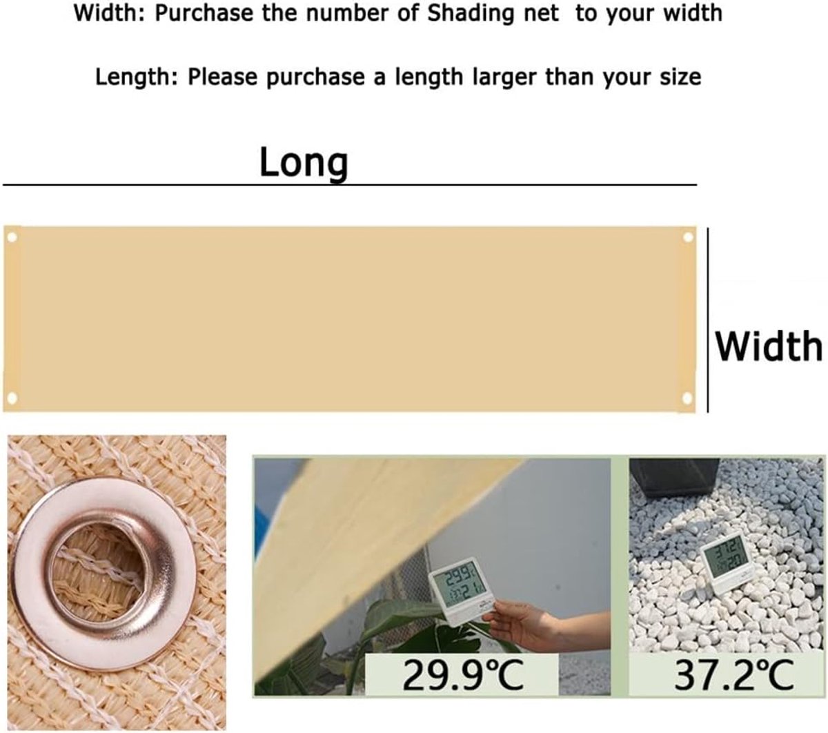 Schaduwzeil - Zonnedoek Tuin - Buiten Zonnen - UV-beschermend Ademend - 185 GSM HDPE - Gestreept