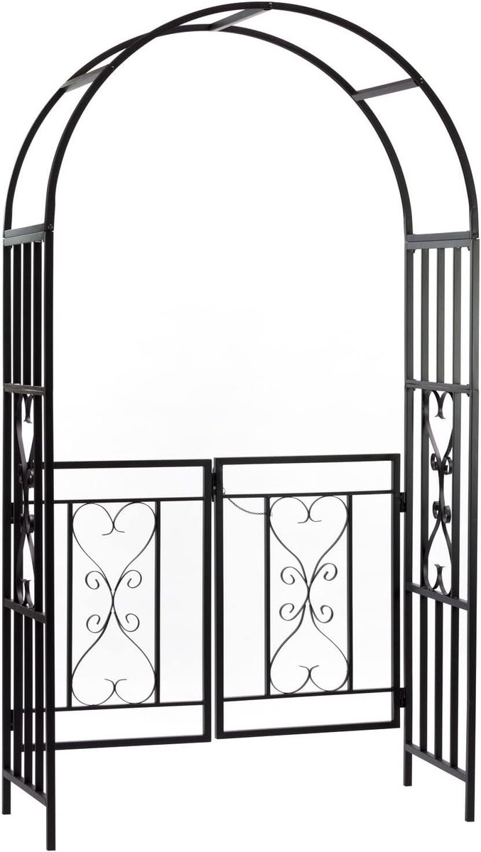 Rozenboog - Tuinboog - Planten Klimmen - Klassieke Stijl - 111x52x212 cm - Zwart