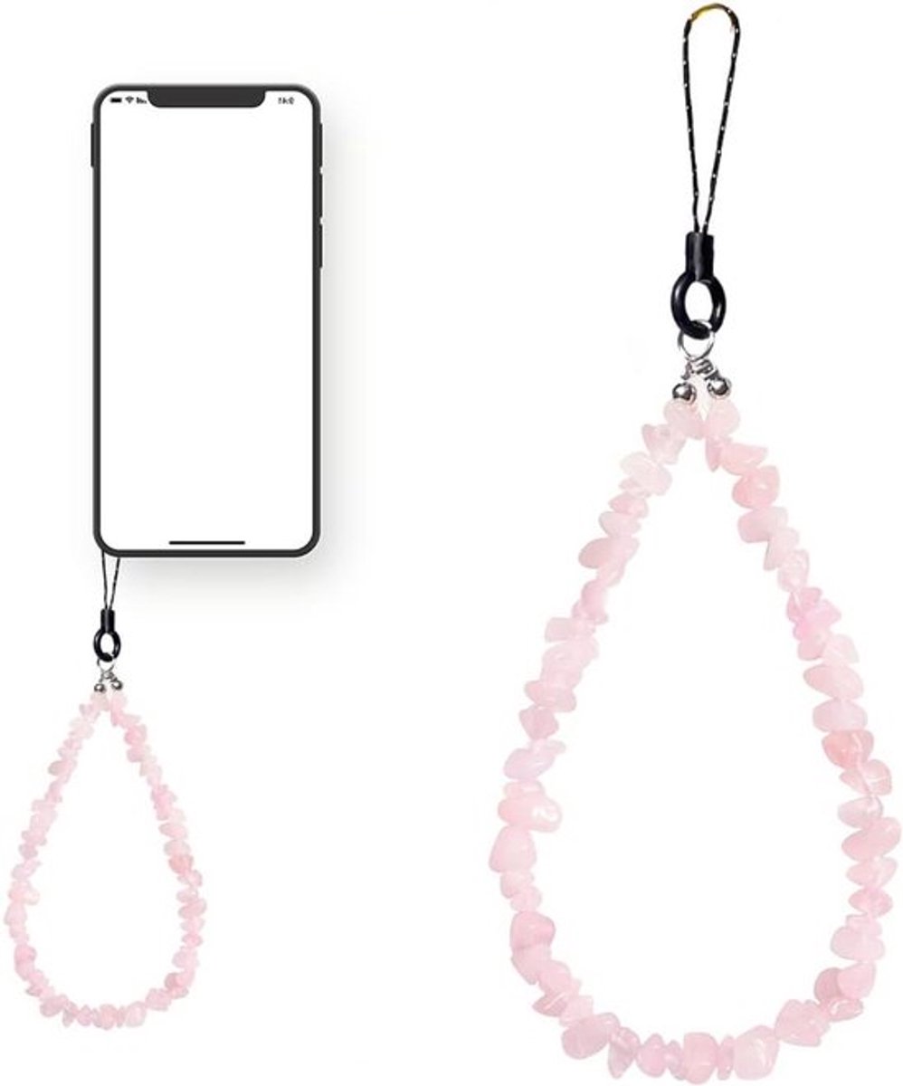 Natuursteen roze mobiele telefoonhanger Allecto Plus