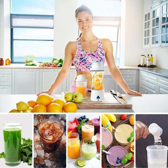Smoothie Maker - Mini Blender - Gezonde Drankjes Maken - 6 RVS Bladen - 700ml Capaciteit - Transparant — afbeelding 3