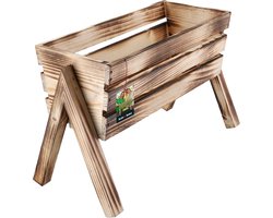 Bloembak op poten - Plantenbak verhoogd - Kruiden kweken - Gevlamd houten design - 405 x 18 x 285 cm