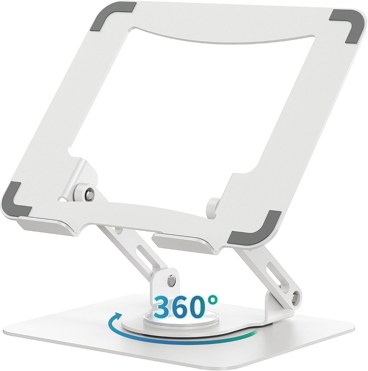 Laptopstandaard - Computerverhoger Bureau - Ergonomisch Werken - 360° Draaibare Basis - 10-16 inch - Wit