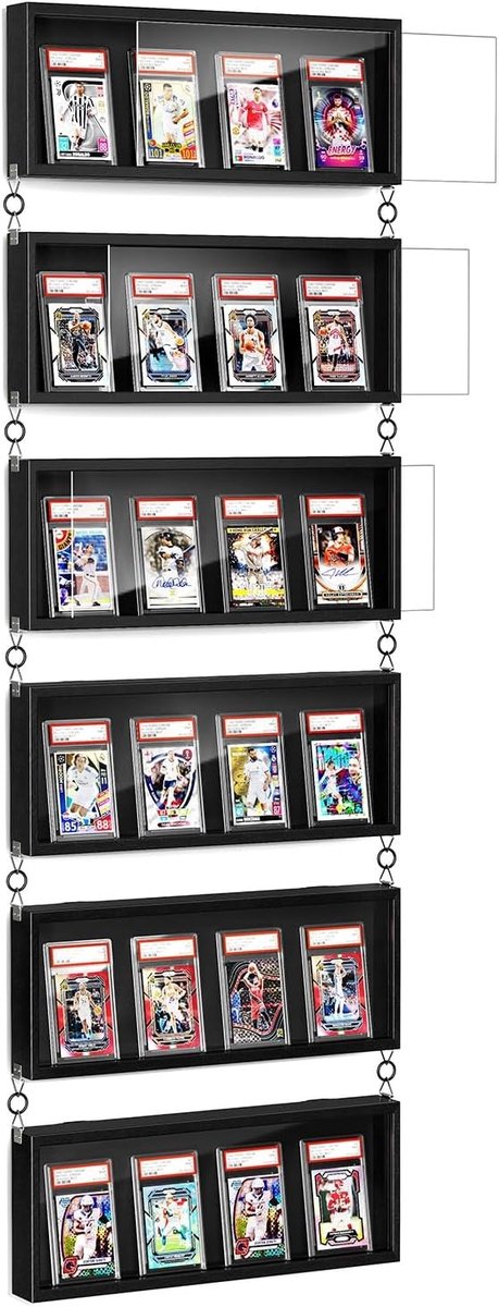 Verzamelkaarten Display Frame - Houten Vitrine - Transparant Acrylglas - Wandmontage - Voor Kaartenverzamelaars