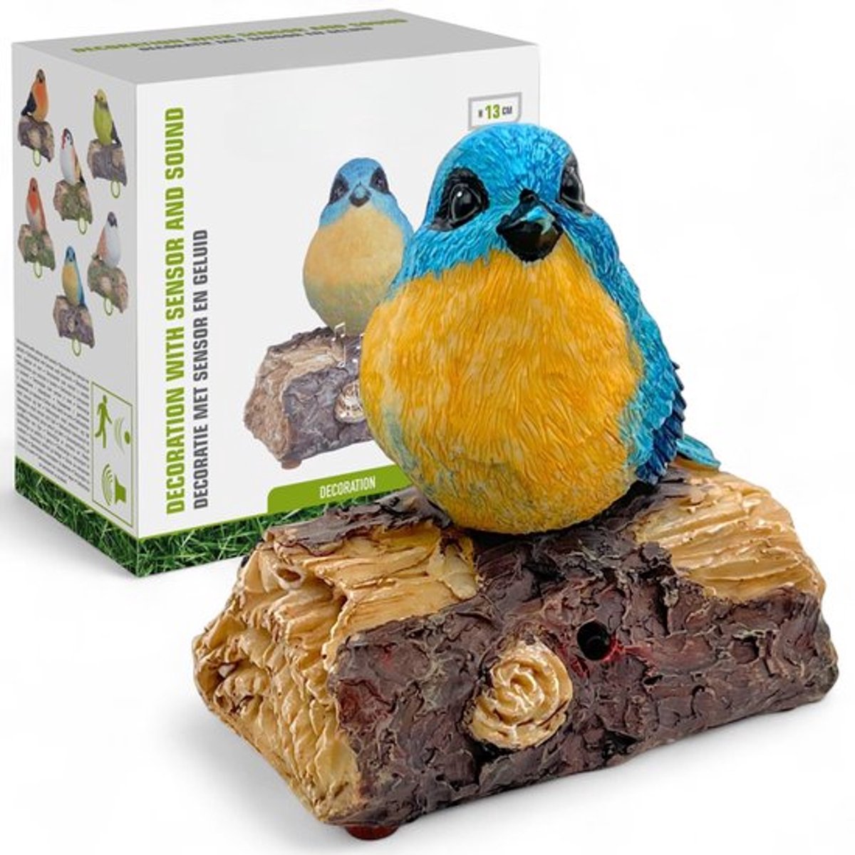 Allecto - Decoratieve vogel - Tjilpende vogel met bewegingsmelder - Handbeschilderd