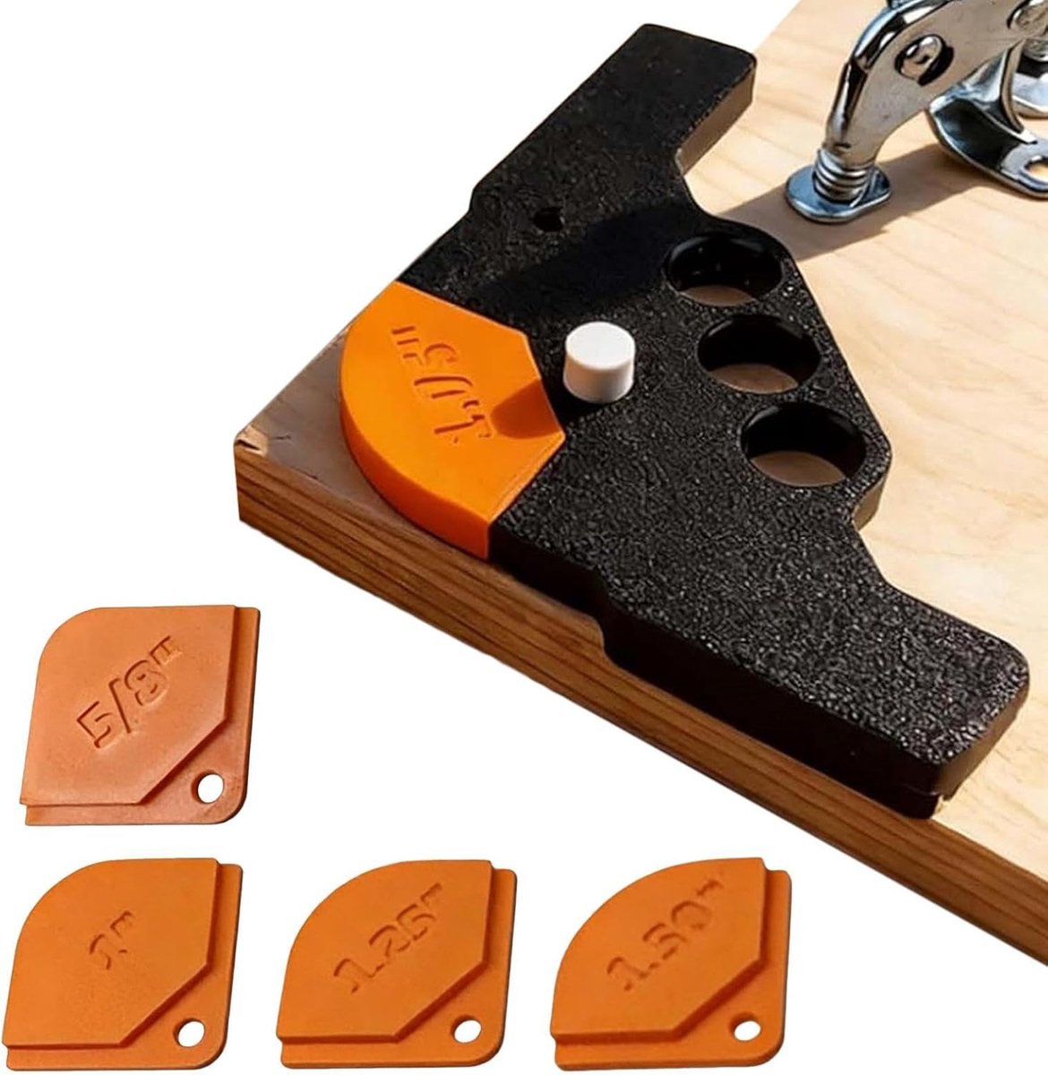Hoekradius Frees - Radius Jig - Houtbewerking Projecten - Vijf Delige Set - 21 x 10 x 3 cm - Oranje