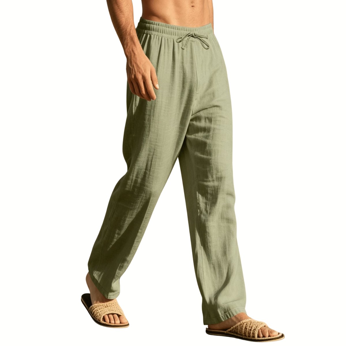 Currero Linnen Broek Heren - Zomerbroek - Volwassenen - Lange Broek - Pantalon - Strandbroek - Zomer - Ibiza Stijl - Varengroen XL