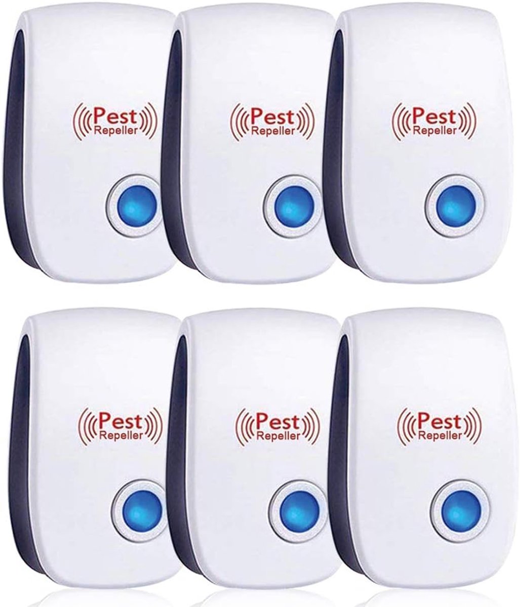 YAGXIG Ultrasone rattenverjager - 6 stuks - Ultrasone muggen- en rattenverjager - Elektronische insectenverjager voor binnenshuis voor ratten, mieren, spinnen, muggen