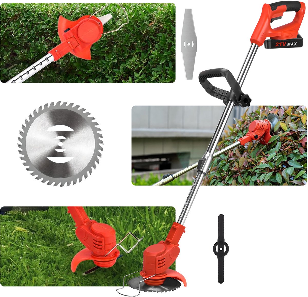 Accu-Grasmaaier – 1800W Borstelloze Motor, 1500 tpm, 15cm Snijbreedte, 2 Batterijen, Verstelbare Hoogte – Voor Thuis & Tuin – foto 2