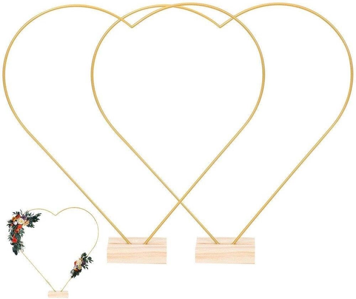 Metalen Bloemen Hoepel - Hart Krans Frame - Decoratie Maken - Stevig Ijzerdraad - 30 cm - Goud