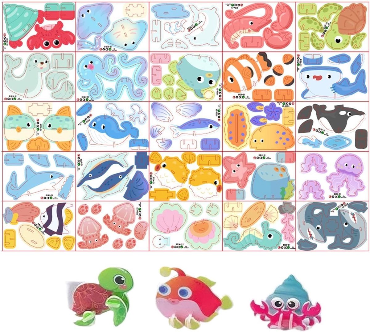 3D Puzzel Dieren - Bouwpuzzel Educatief - Creatief Spelen - Zonder Lijm - 25 Delen - Oceaan
