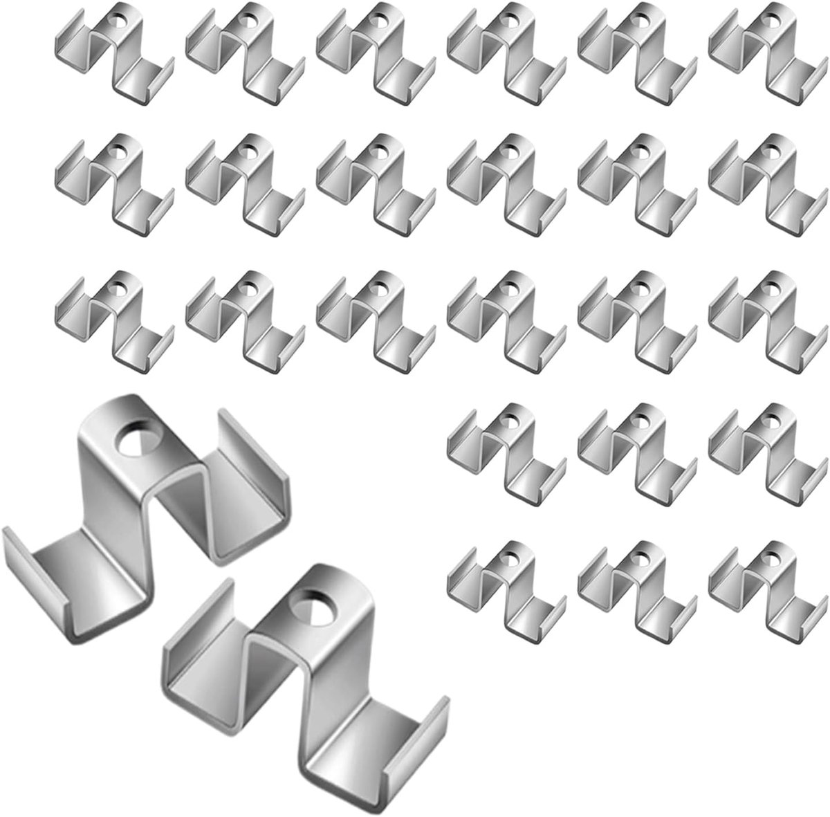 Bevestigingsflens - Roosterclips - Drainage Systemen - Gereedschapsloze Installatie - 25 Stuks - Zilverkleurig