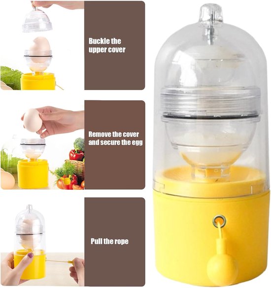 Eigeel Mixer - Keukengadget - Snel Ingrediënten Mengen - Handmatig Trekkoord Mechanisme - 8x8x16.5 cm - Wit van Eigeel Mixer — afbeelding 5