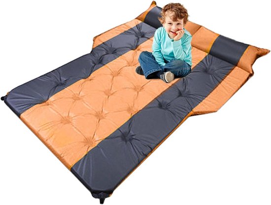 Automatisch Luchtbed - Auto Slaapmat - Reizen en Kamperen - Instelbare Kussenondersteuning - 180x132x5 cm - Oranje — afbeelding 5