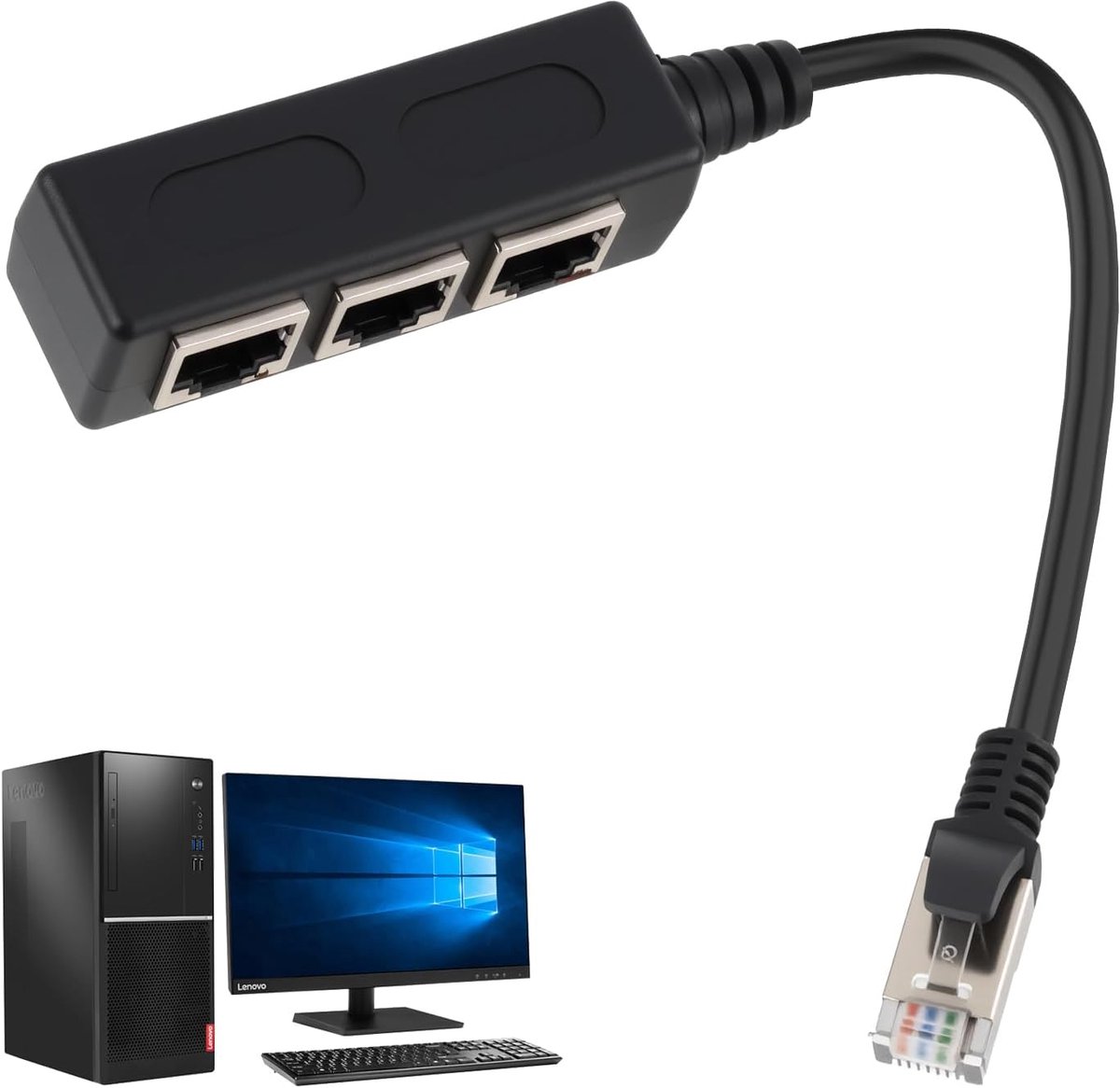 RJ45 verdeler 1 naar 3 poorten - Ethernet kabel splitter - stabiele verbinding - ideaal voor modem en pc - ShopVlot