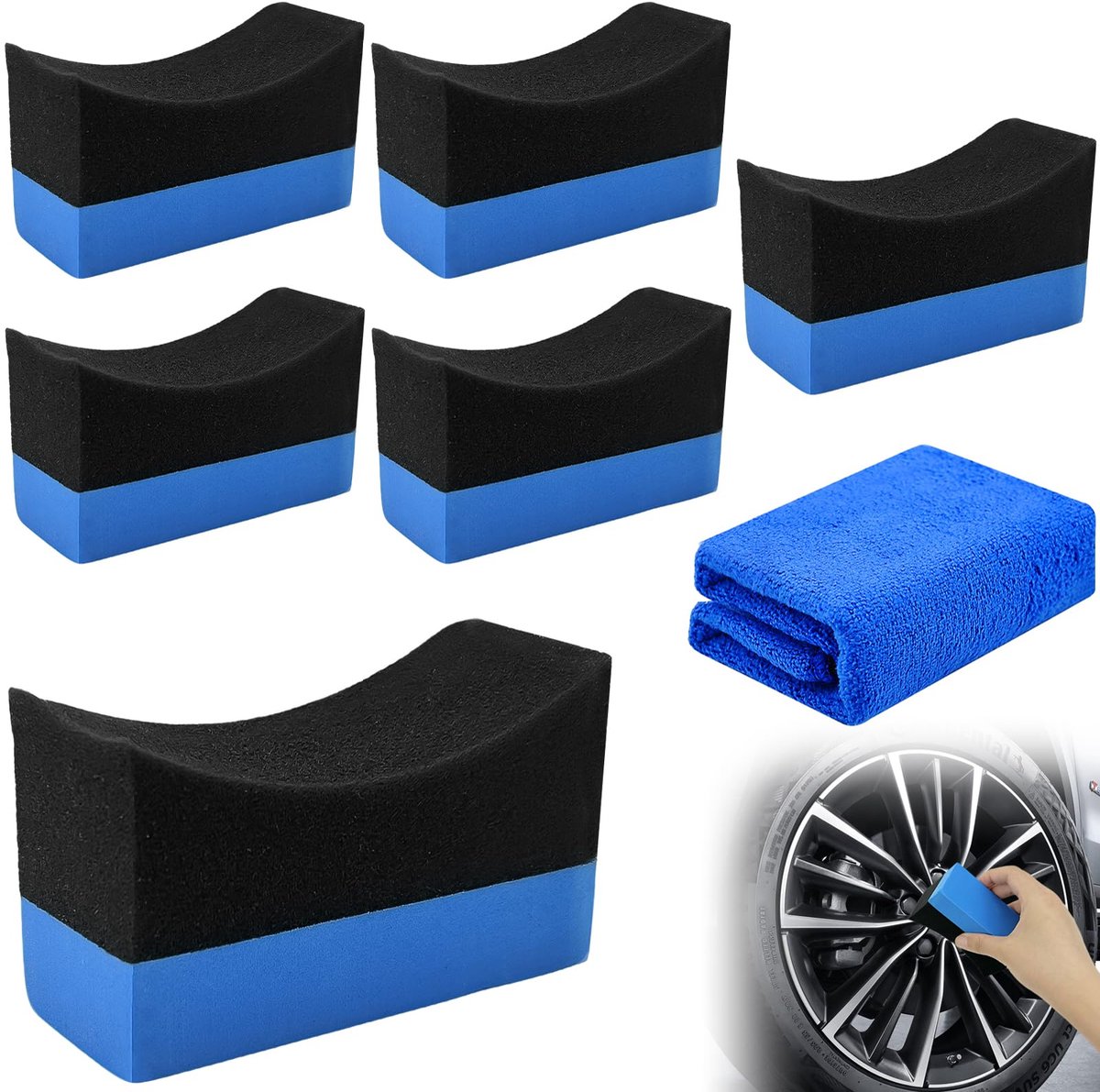 dressing-applicatorpads 6 stuks - bandglans-applicator - autobandenreinigingsspons - voor optimale bandenverzorging - ShopVlot