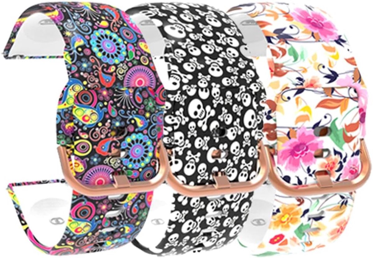 Vervangende horlogeband 20 mm - zachte siliconen floral strap - perfect voor Popglory P22 - ademend en ergonomisch - ShopVlot