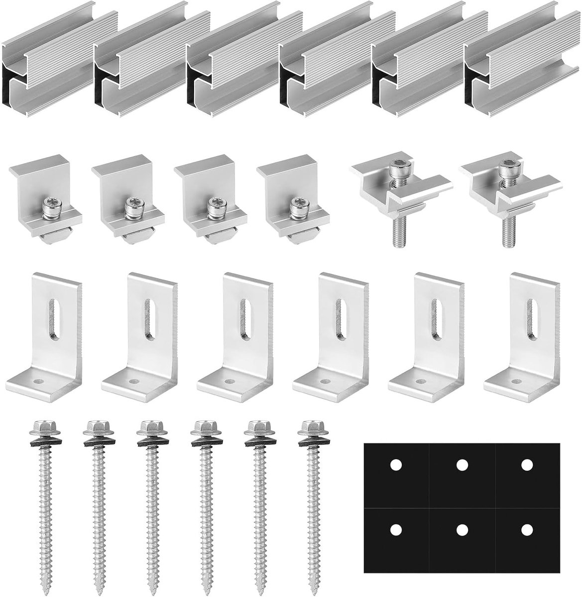 Solar panel montagekit 6 rails 100 mm - Aluminium legering - Voor 2 modules - Geschikt voor staalplaten - ShopVlot
