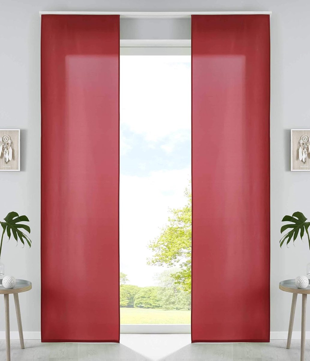 Schuifgordijnen set van 2 - microvezel 245 x 60 cm - bordeauxmat - stijlvolle verduistering - ShopVlot