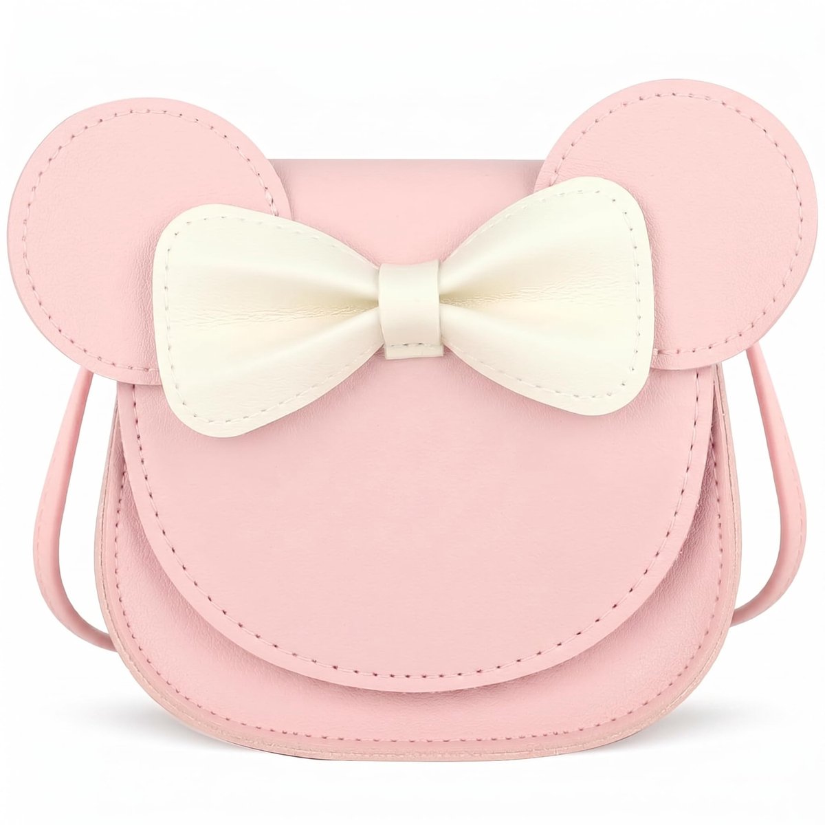 Kleine muis crossbody portemonnee - PU-leer mini-handtas - schoudertas voor meisjes 2-8 jaar - roze/wit - ShopVlot