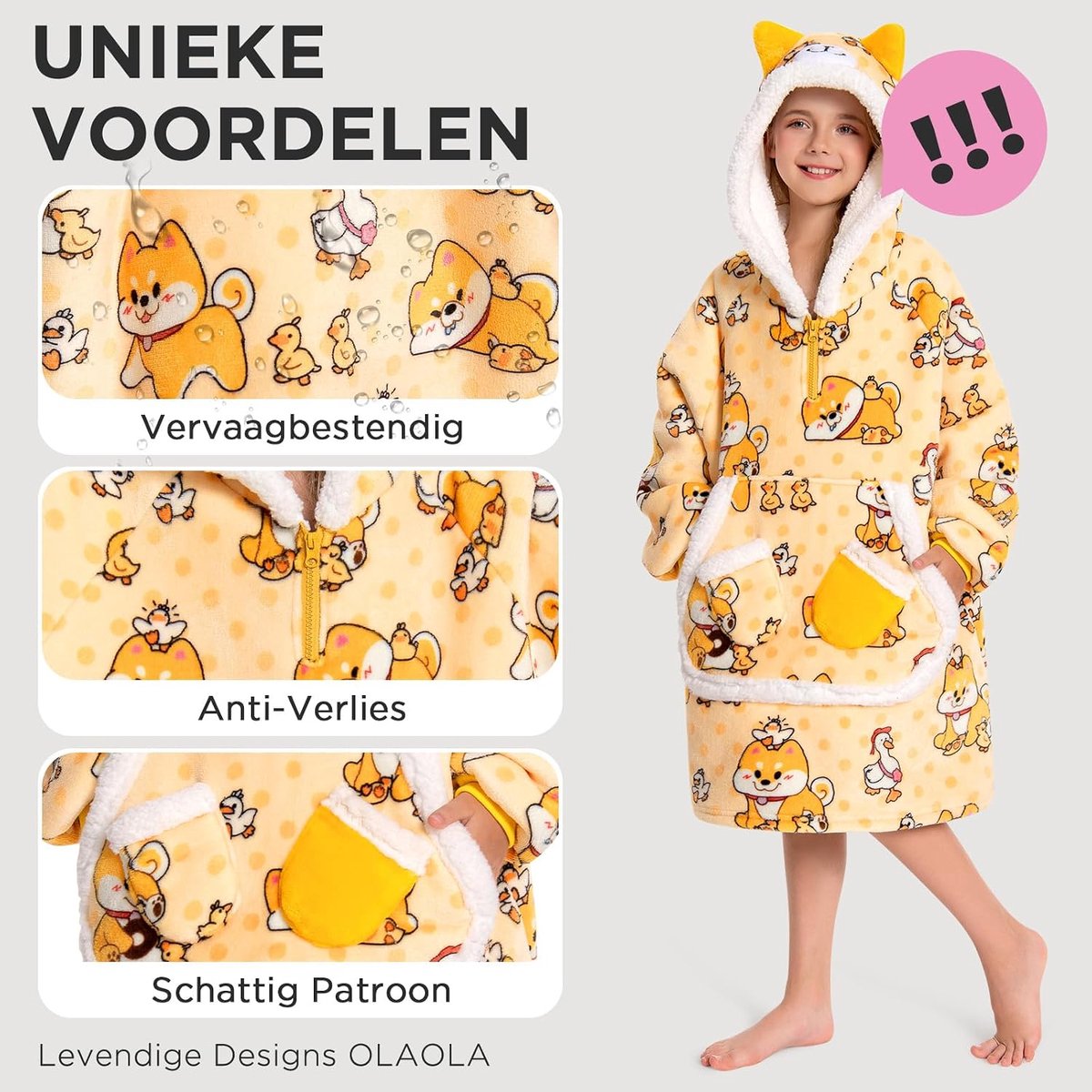 Dekbed met Mouwen en Kap voor Kinderen - Sherpa Fleece - Oversized met Zakken - Warm en Gezellig - ShopVlot