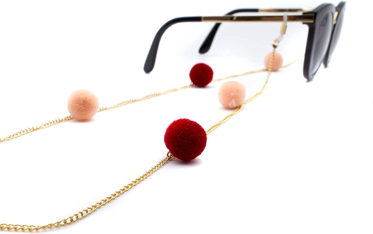 Brilketting met Pompoms - 18 Karaat Goud - Unisex voor Leesbrillen en Zonnebrillen - Stijlvolle accessoire - ShopVlot