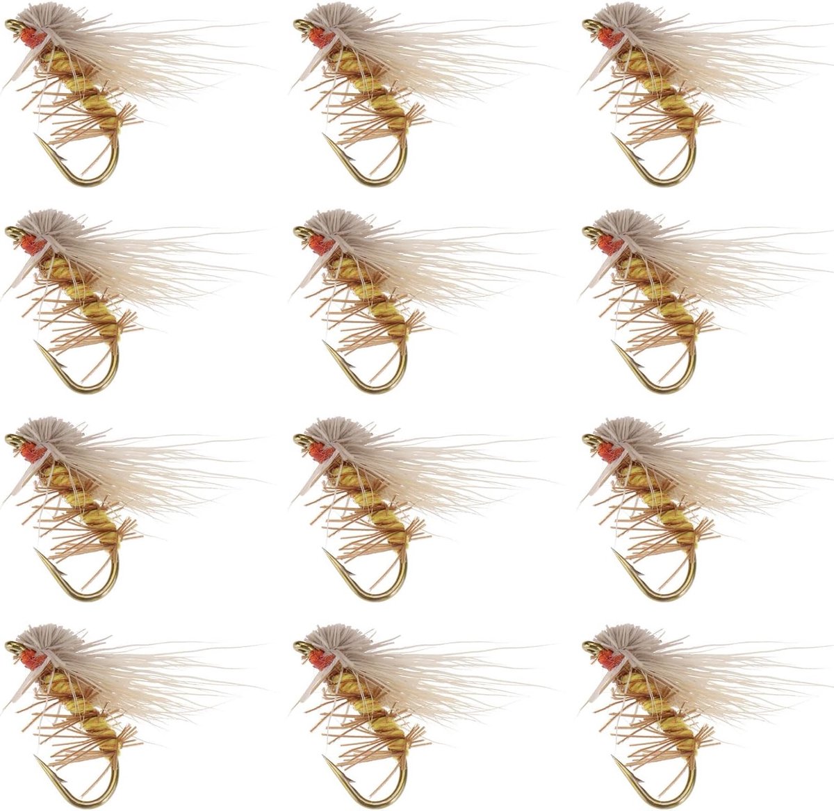 Vliegvissen Lures 12 Stuks - Barbless Dry Fly - Silkworm Moth - Geschikt voor Trout en Salmon - ShopVlot