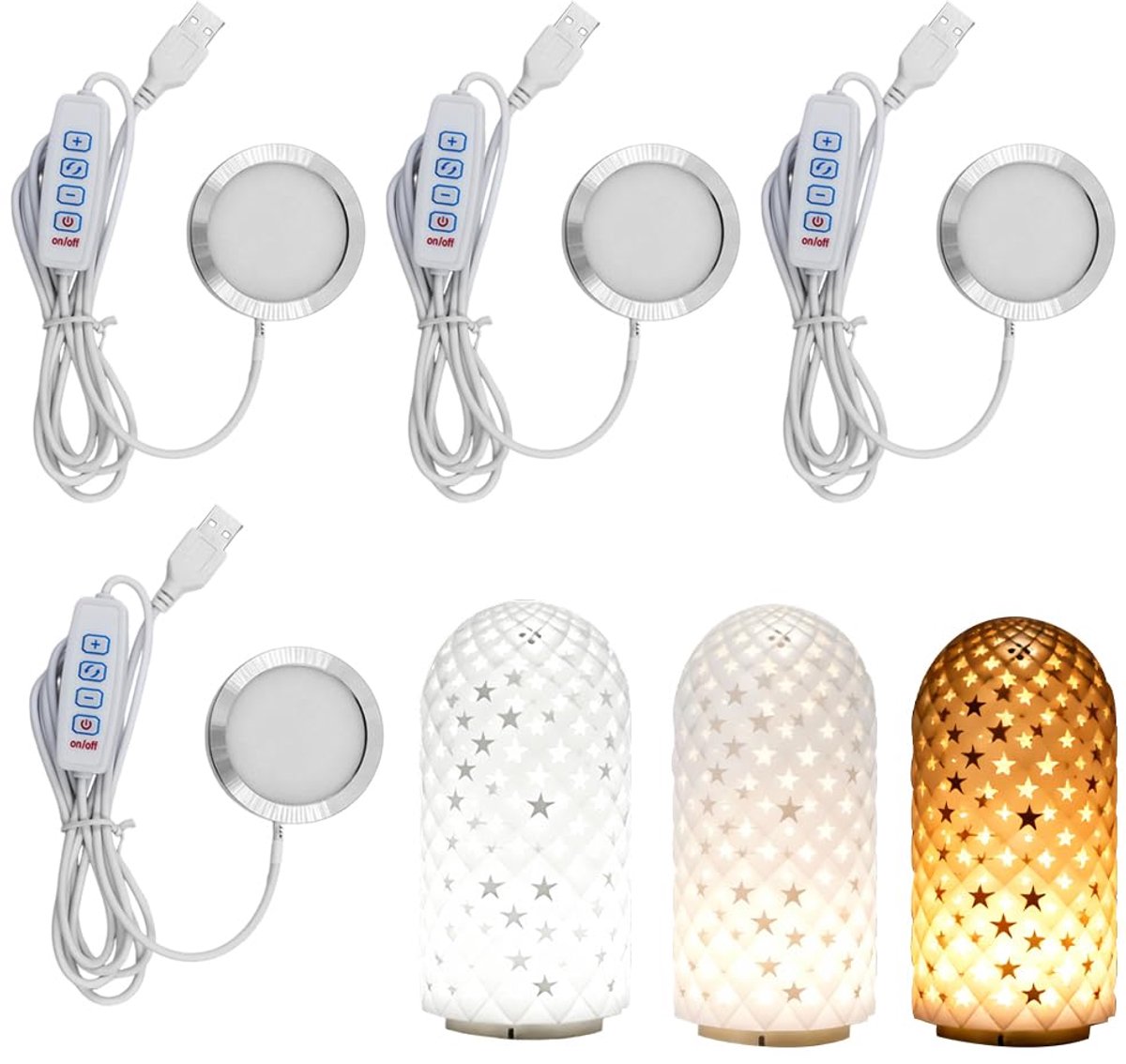 3D printer LED lamp set 4 stuks - 3 kleuren nachtlampen - energiezuinige verlichting - veilig voor langdurig gebruik - ShopVlot