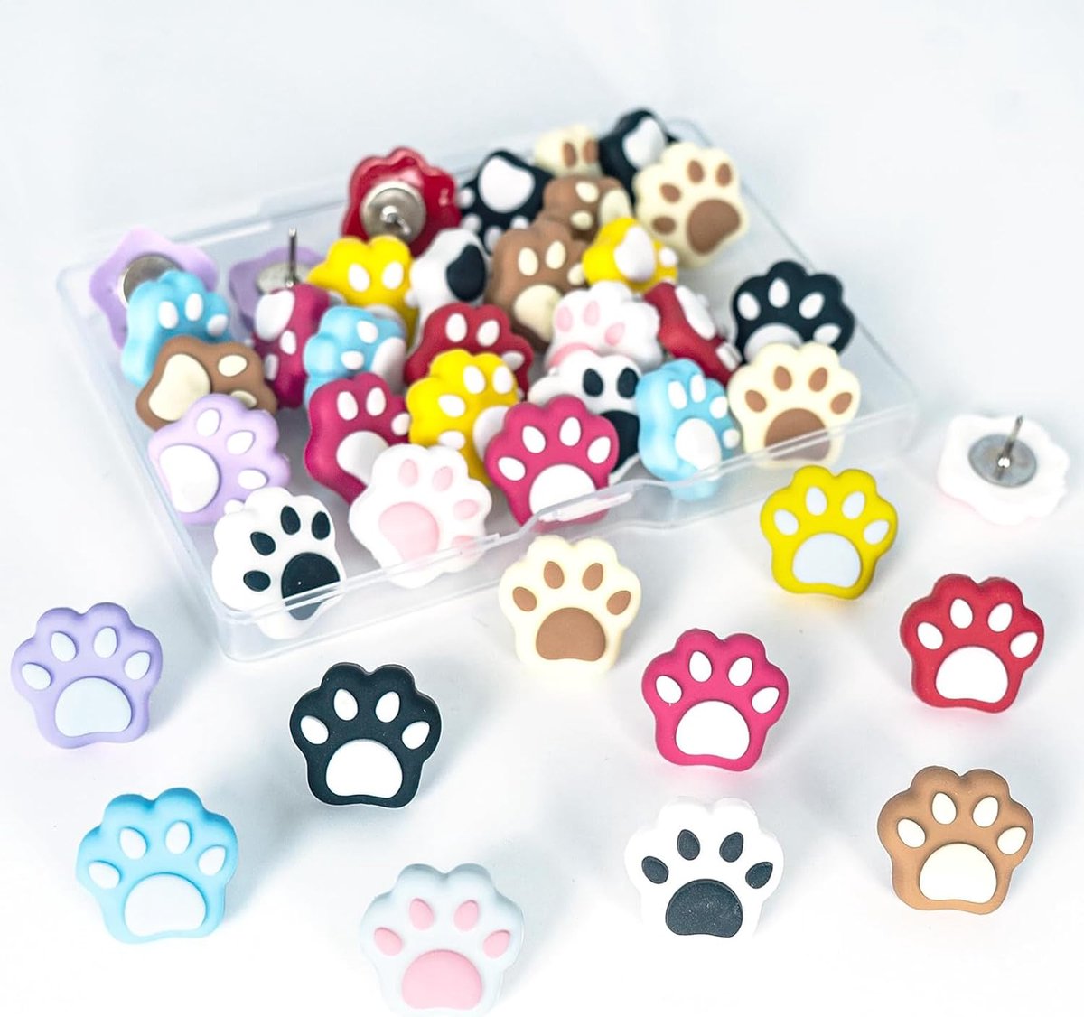 Pinnadeln 30pcs - Bunte Katzenpfoten - Decoratieve duimspijkers - Ideaal voor prikbord - ShopVlot
