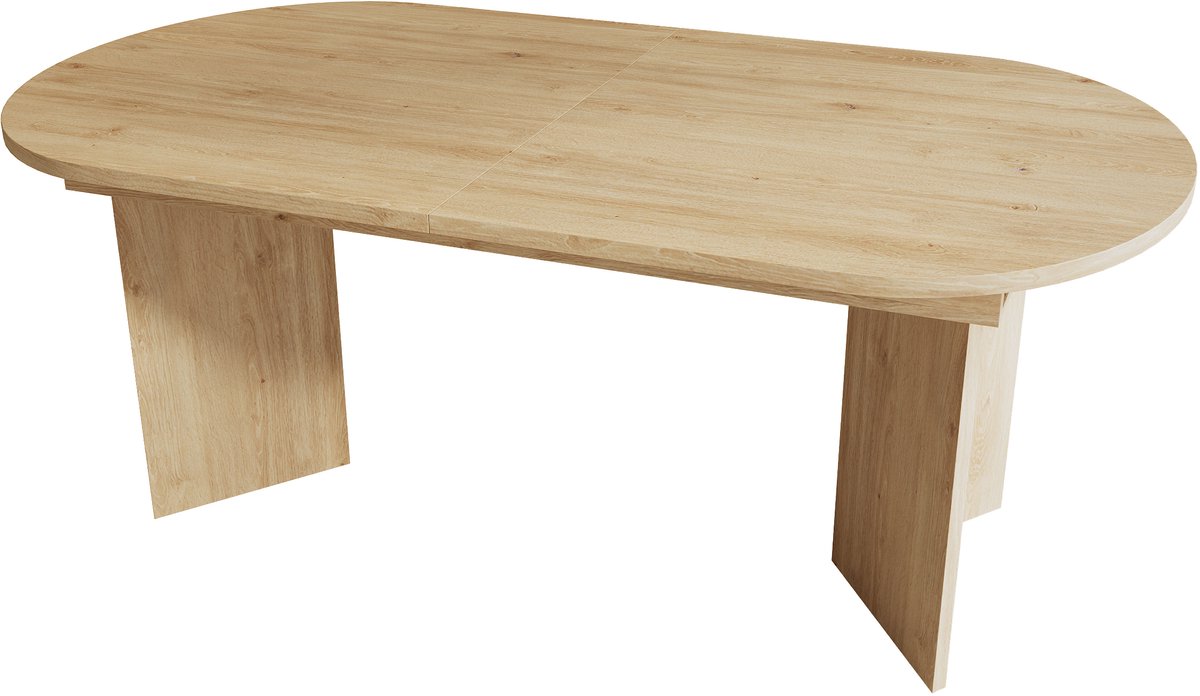 Uittrekbare Eettafel 160/200 cm - Eettafel Met Afgeronde Hoeken En 18mm Tafelblad - Eiken