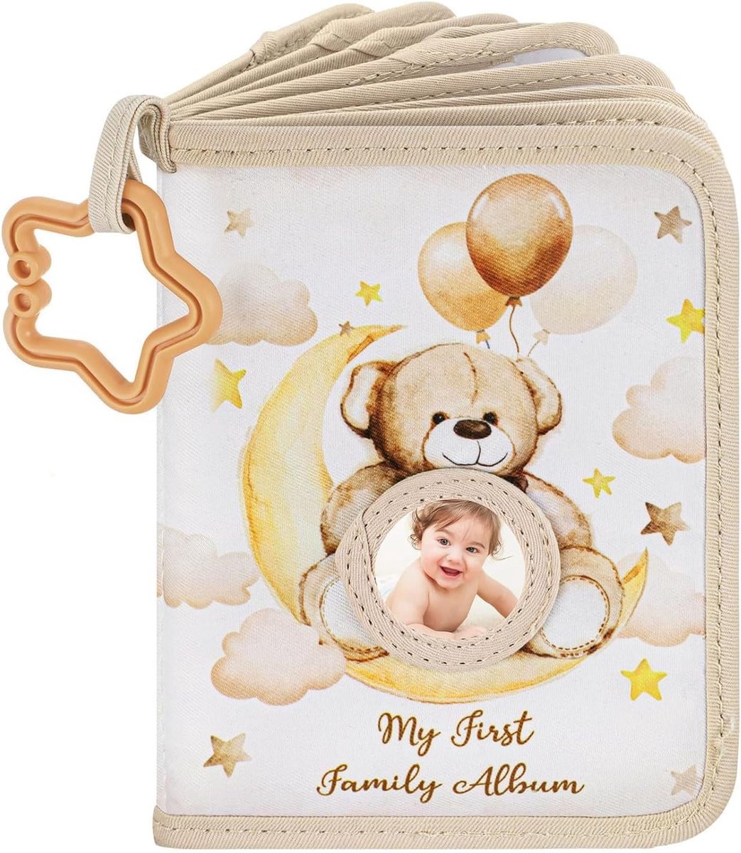 Baby fotoalbum 17 4x6 foto's - zachte doek - met 2 spiegels - voor het vastleggen van dierbare herinneringen - ShopVlot