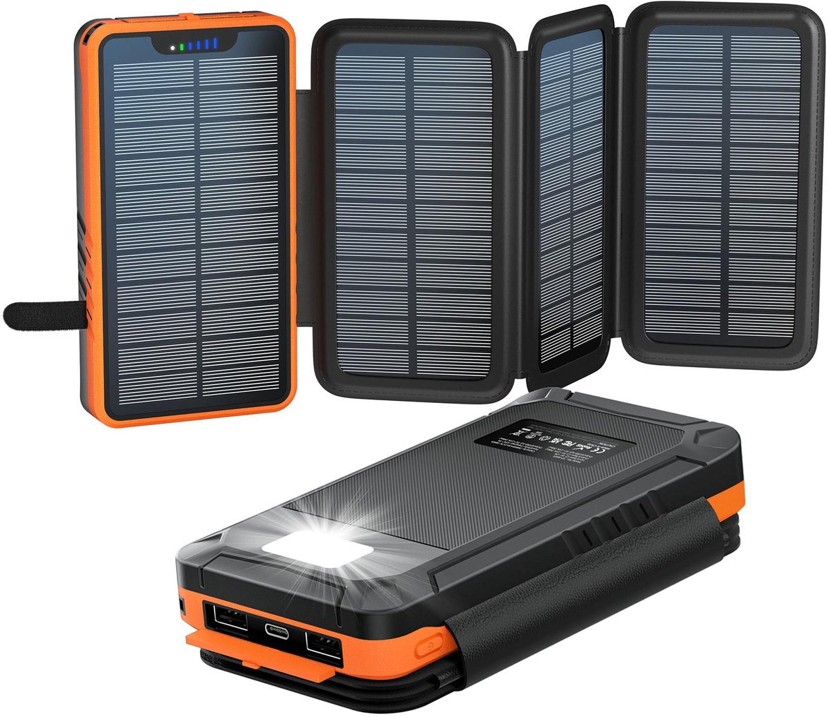 Solar powerbank 26800mAh - 4 zonnepanelen - ideaal voor buiten - perfect voor kamperen - ShopVlot