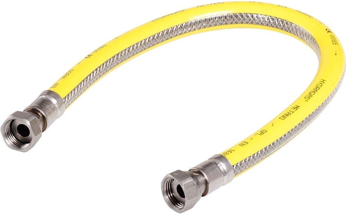 Gas slang 50cm - roestvrij staal - Flex-PVC - ideaal voor gasverbindingen - ShopVlot