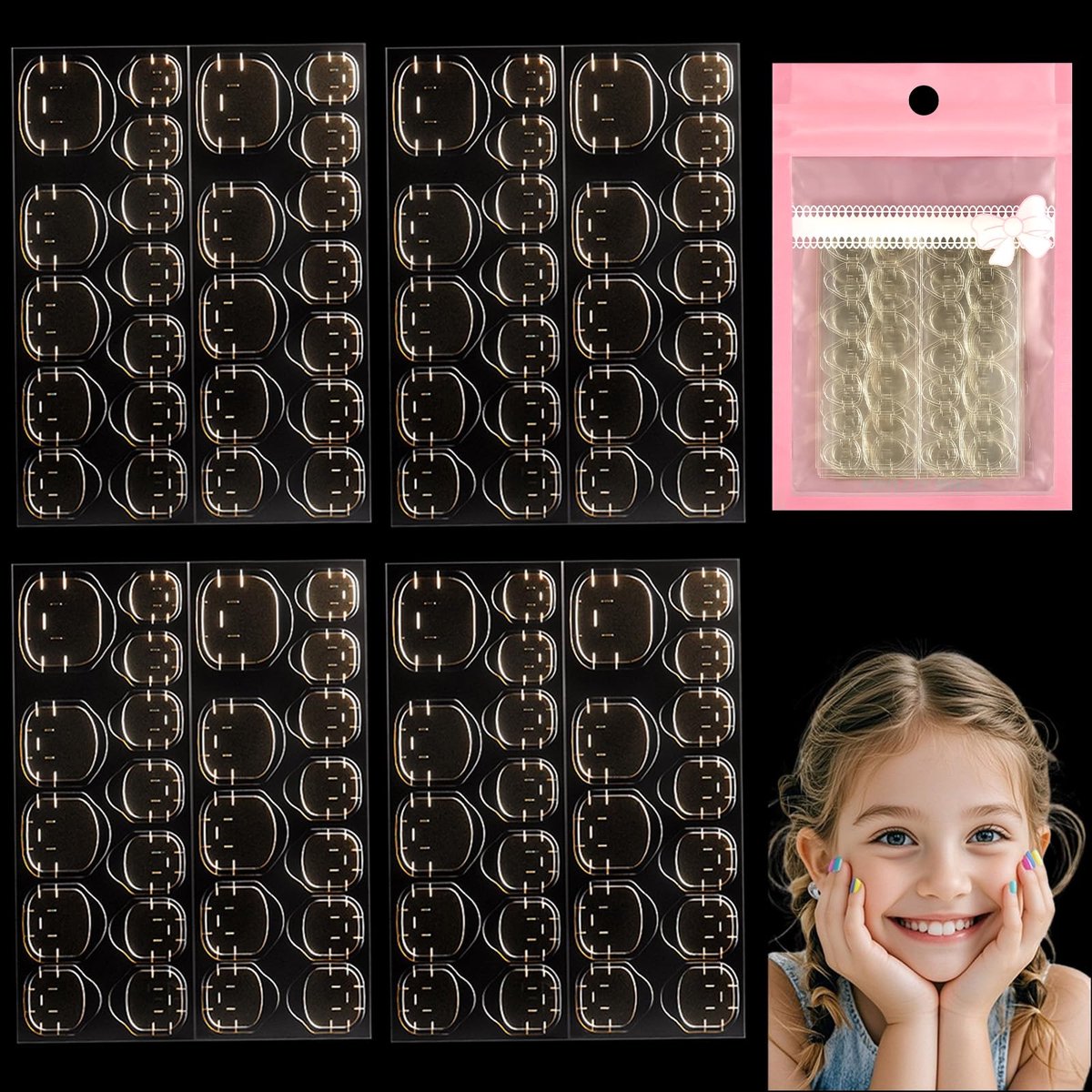 kindernagelplakband 10 vellen - transparant plakband - waterdicht - perfect voor kunstnagels - ShopVlot