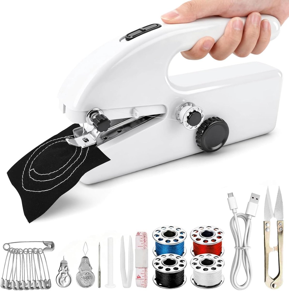 Handnaaimachine - Mini Draagbare Elektrische Naaimachine - Compact en Lichtgewicht - Ideaal voor Thuis en Reizen - ShopVlot