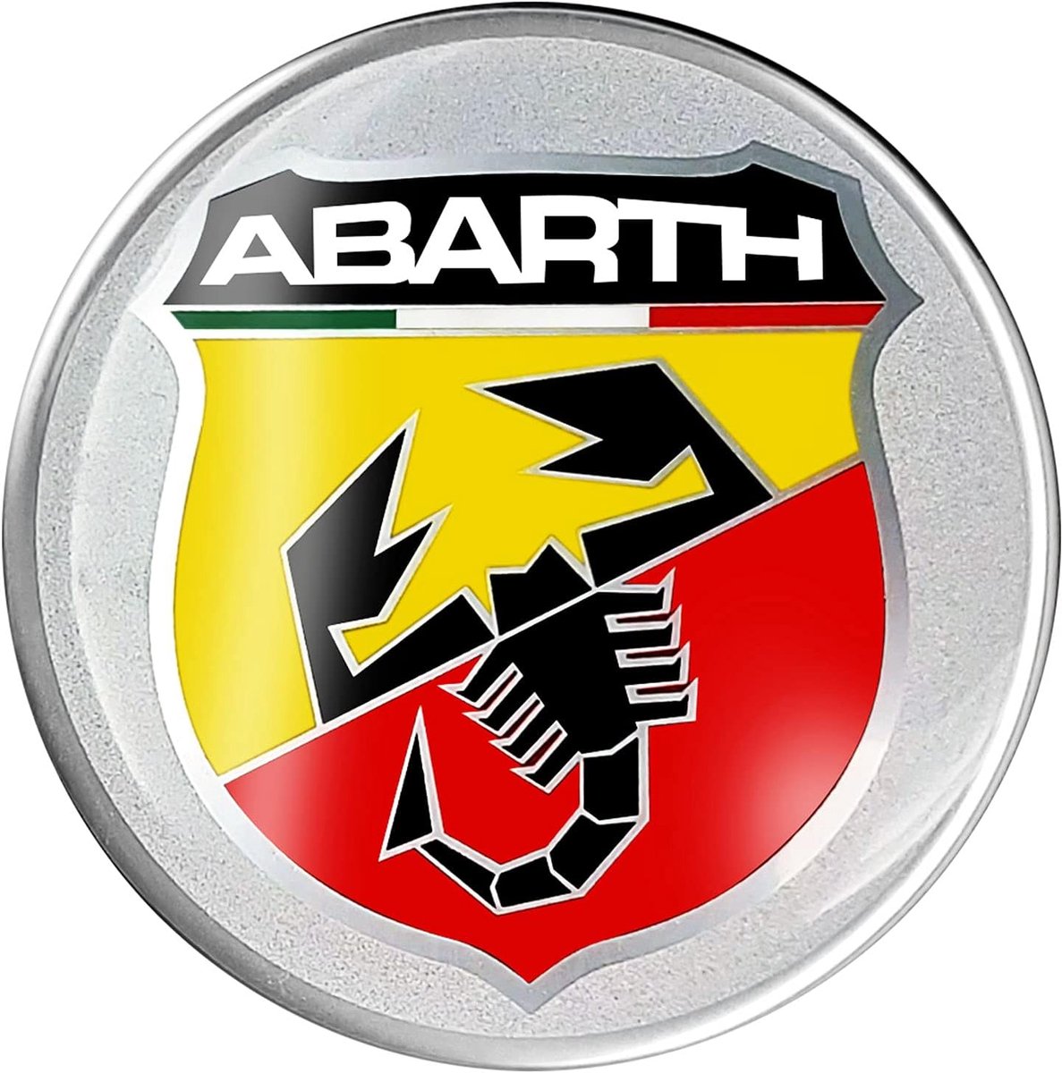 3D stickers Fiat 500 Abarth - diameter 75 mm - pack van 2 - sportieve uitstraling voor interieur - ShopVlot