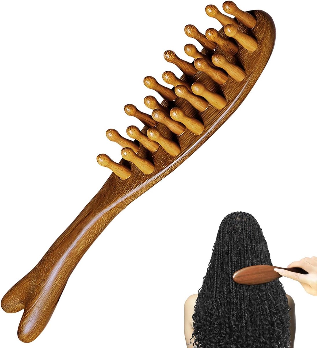 Hoofdmassageborstel - Houten massageborstel - Voor hoofdhuidverzorging - Stimuleert haargroei - ShopVlot