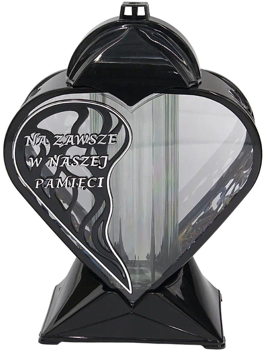 Grote Hart Znicz Zwart/Zilver - Elegante Grafdecoratie