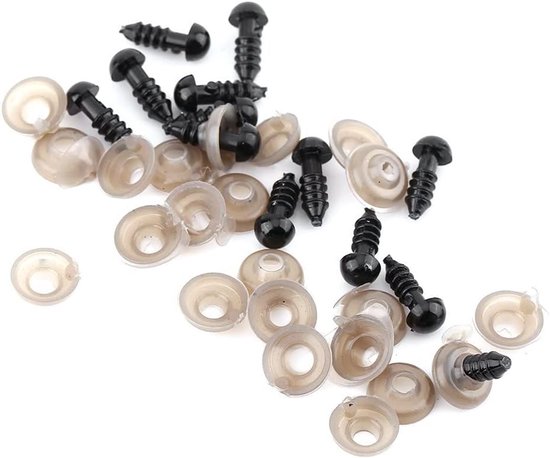 Ogen voor dieren, gehaakte ogen, kunststof ogen voor handpoppen, teddybeer, 6/9/10/12 mm, optionele haakogen (6 mm) — afbeelding 4