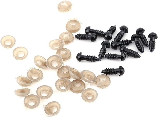 Ogen voor dieren, gehaakte ogen, kunststof ogen voor handpoppen, teddybeer, 6/9/10/12 mm, optionele haakogen (6 mm) — afbeelding 5