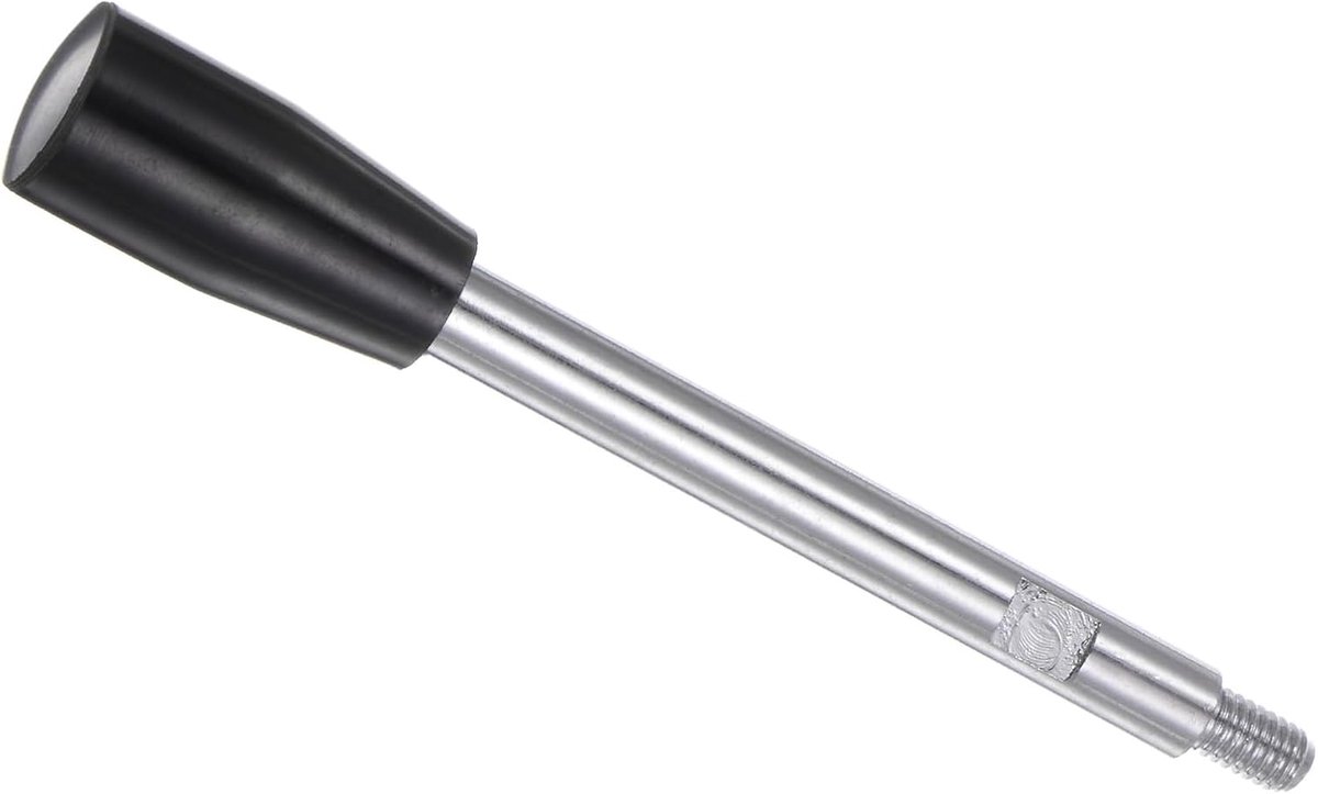 Spanhendel, M6 schroefdraad 115 mm lengte, verchroomde lange arm handwielgreep zwart - (toepassingen: voor draaimachines)