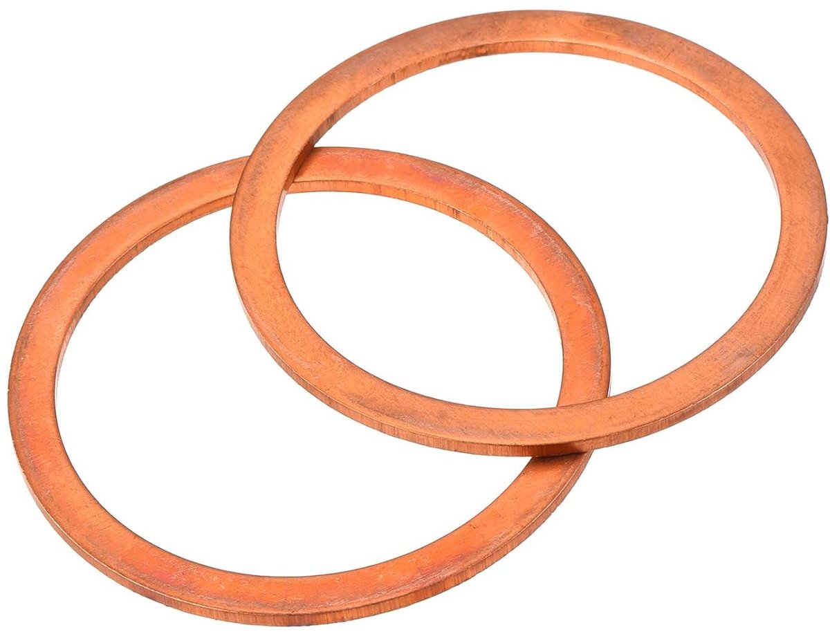 2 stuks platte koperen afdichtingen, 50 x 60 x 2 mm koper platte metrische afdichtingen voor hydraulische fittingen schroef boutmoer elektronische reparatie