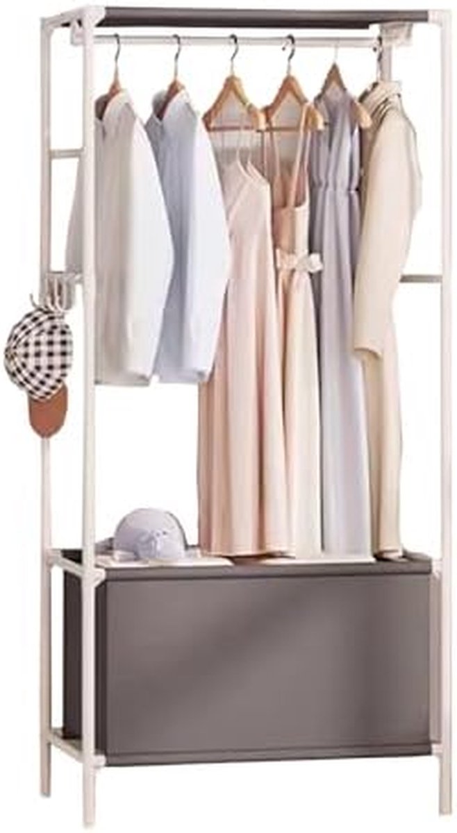 Stoffen kledingkast - Opvouwbare kast - Kleding opbergen - Stevig frame - 62 x 43 x 166 cm - Grijs