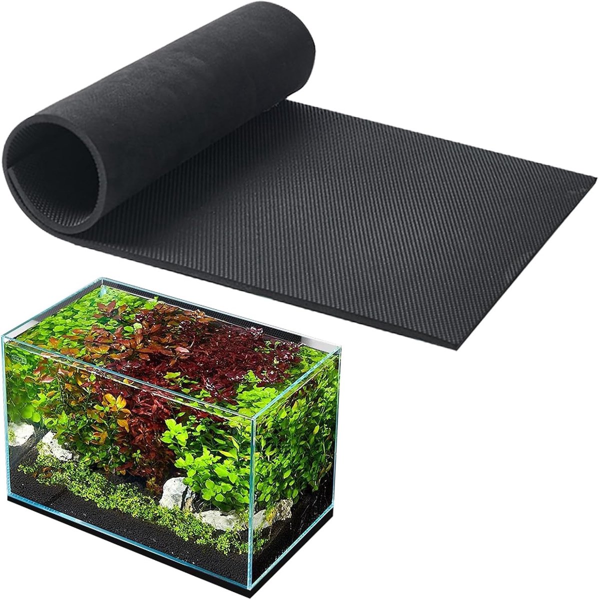 mat voor aquarium, 76 x 38 cm, antislip schuimrubberen mat, schokabsorberende aquariumonderlegger, bekleding voor de bodem van het aquarium