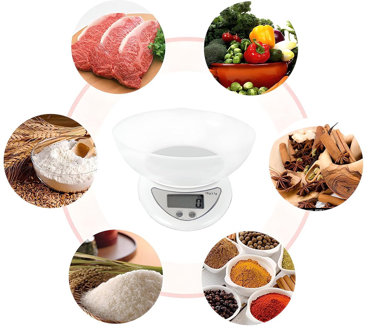 Keukenweegschaal digitale schaal 1 g precisie - LCD-display - tarra-functie - ideaal voor nauwkeurig koken - SnelShoppen