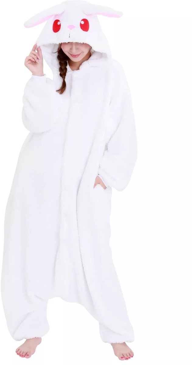 Albino Konijn Kigurumi Kostuum