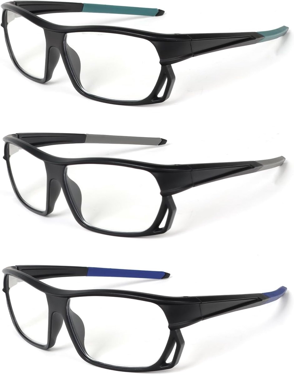 3 stuks vierkante leesbril sportmode heren dames unisex